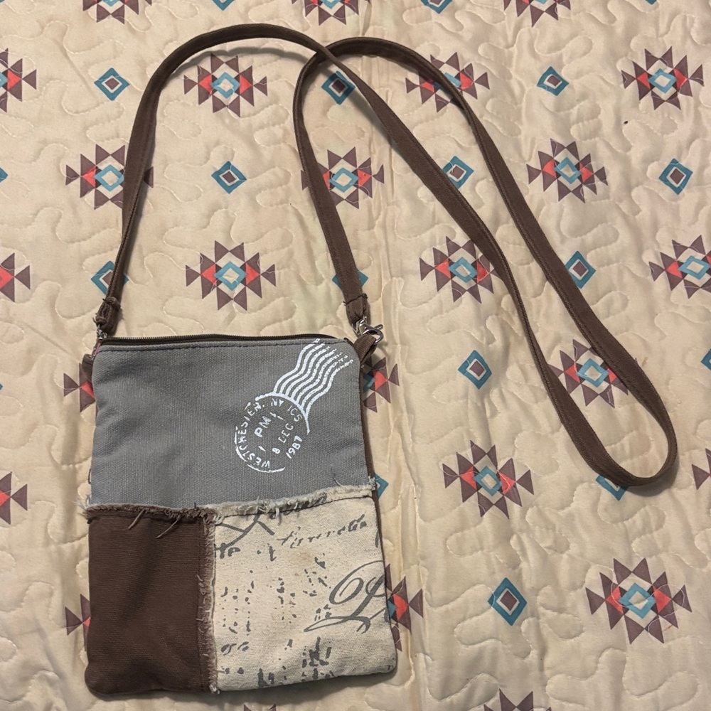 Stylish Gray and Brown Crossbody Bag